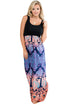 Sexy Orange Purple Aqua Print Sleeveless Long Boho Dress